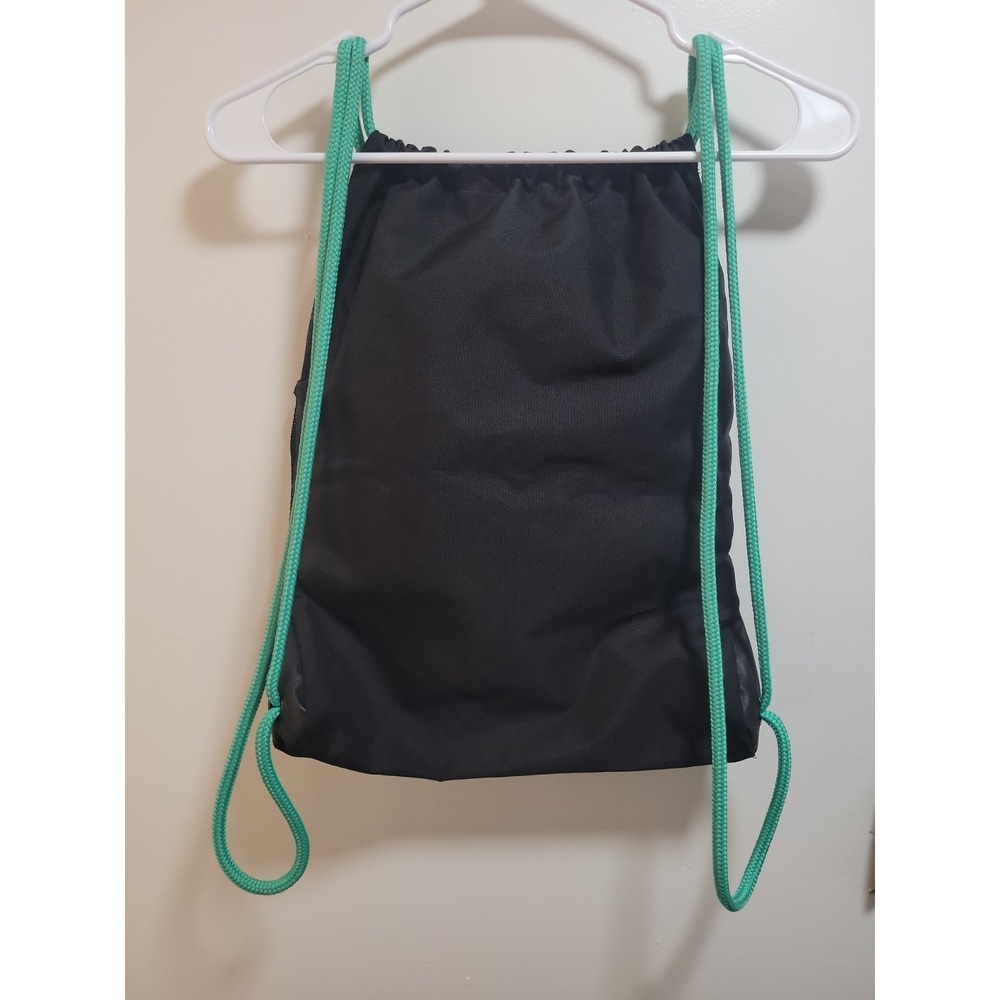 adidas Drawstring Gym Sack Backpack Black Green Pink, 3 Pockets, Zip - Picture 4 of 4